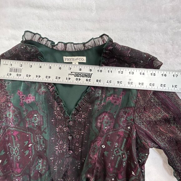 Frye & Co. Boho Chic Paisley Long-Sleeve Mini Dress Small Natural Combo New - Picture 4 of 8